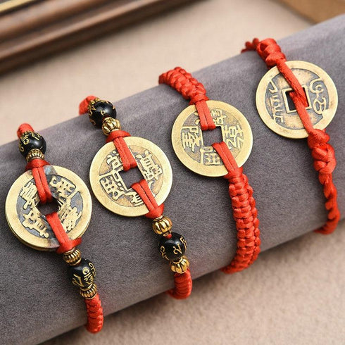 Lucky Five Emperor Copper Coin Bracelet
